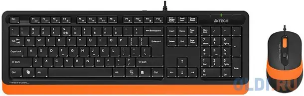 A-4tech клавиатура + мышь a4 fstyler f1010 orange клав:черный/оранжевый мышь:черный/оранжевый usb, фотография 1