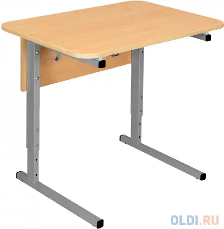 Стол-парта 1-местный регулируемый сут.54, 600х500х640-780 мм, рост 4-6, серый каркас, лдсп, фотография 1