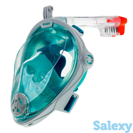 Маска подводная полнолицевая  marlin vision белая/зеленая с креплением под gopro, фотография 1