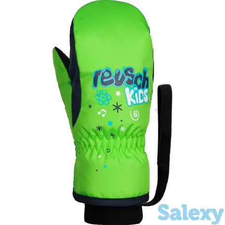 Варежки reusch 18-19 kids mitten neon green/dress blue, фотография 13