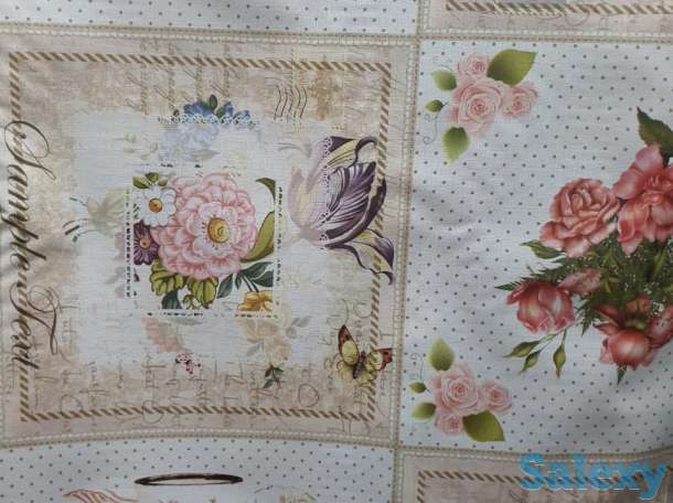 Скатерть клеенка декоративная столовая с цветами и вазами, фотография 2