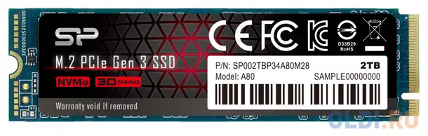 Ssd накопитель silicon power p34a80 2 tb pci-e 3.0 x4, фотография 1