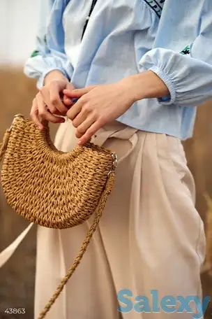 Плетеная бежевая сумка, фотография 1