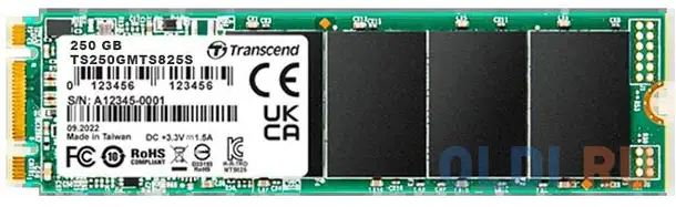 Твердотельный накопитель ssd m.2 transcend 250gb mts825 <ts250gmts825s> (sata3, up to, фотография 1