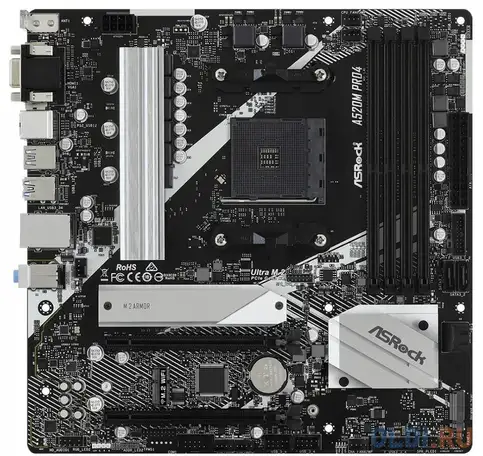 Материнская плата asrock a520m pro4 socket am4 amd a520 4xddr4 2xpci-e, фотография 1