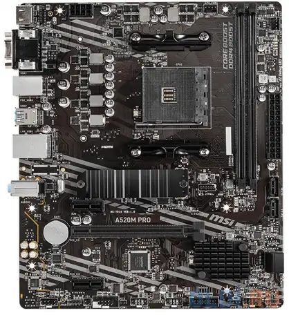 Материнская плата msi a520m pro socket am4 amd a520 2xddr4 1xpci-e, фотография 1