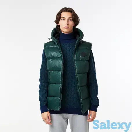 Мужская стёганая жилетка lacoste с капюшоном, фотография 1