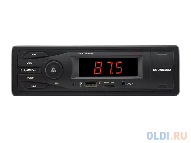 Автомагнитола soundmax sm-ccr3064f usb mp3 fm 1din 4x40вт черный, фотография 1