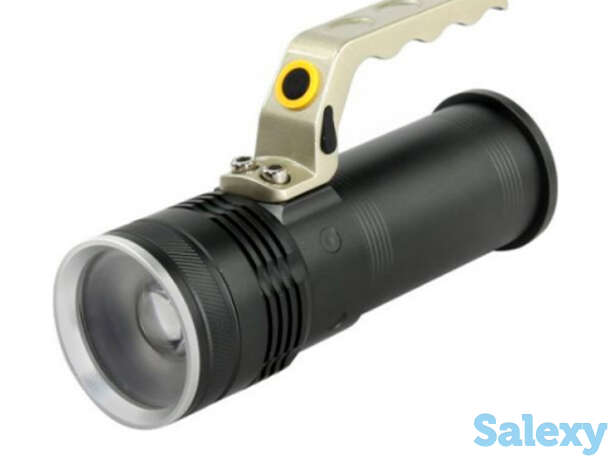 Аккумуляторный светодиодный фонарь smartbuy cree t6 10вт с системой фок-ки луча, металлический с ручкой, ip54, фотография 1
