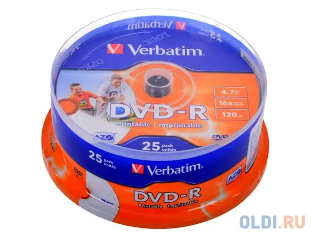 Диски dvd-r 4.7gb verbatim 16х  25 шт  cake box, фотография 1