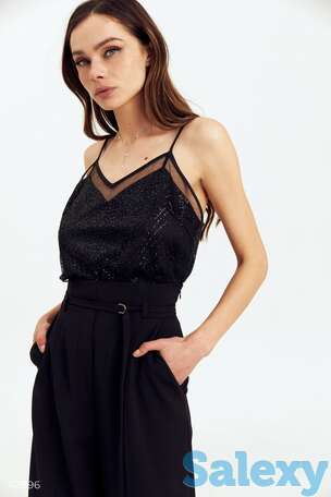 Черный топ с блестящим напылением, фотография 1