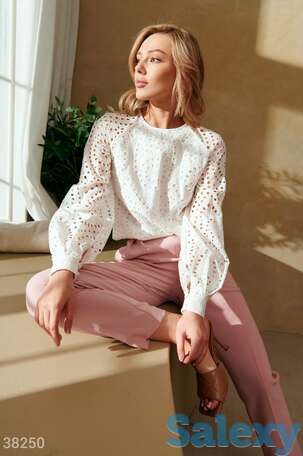 Белая романтичная блуза из прошвы, фотография 1