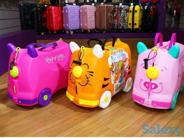 детский чемодан на котором можно катать ребенка, фотография 1