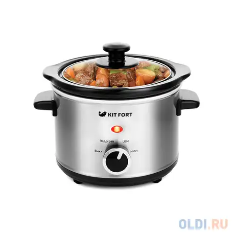 Медленноварка kitfort кт-205 120 вт 1.5 л черный серебристый, фотография 1