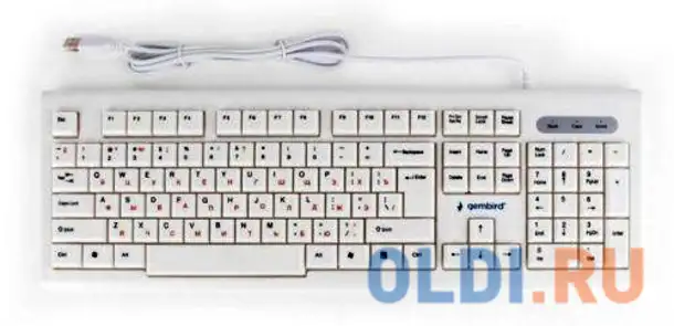 Клавиатура gembird kb-8354u,{usb, бежевый/белый, 104 клавиши, кабель 1,45м}, фотография 1