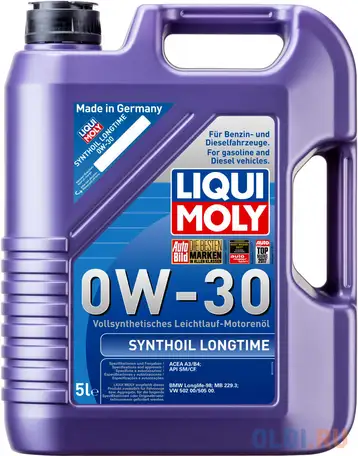 Cинтетическое моторное масло liquimoly synthoil longtime 0w30 5 л 8977, фотография 1