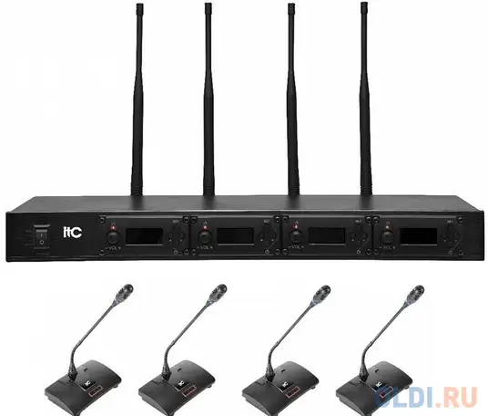 Радиосистема [ts-354] itc uhf, четырёхканальная радиосистема с одним приёмником и 4, фотография 1