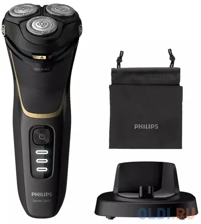 Бритва philips s3333/54 чёрный золотистый, фотография 1