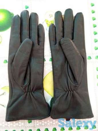 Женские перчатки чёрные кожаные новые, р-р 6, фотография 1