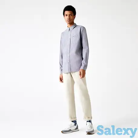 Мужская рубашка lacoste regular fit из хлопкового поплина, фотография 1