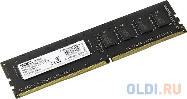 Оперативная память для компьютера amd r744g2133u1s-uo dimm 4gb ddr4 2133 mhz, фотография 1