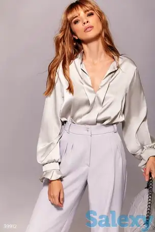 Мятная блуза из шелка, фотография 1