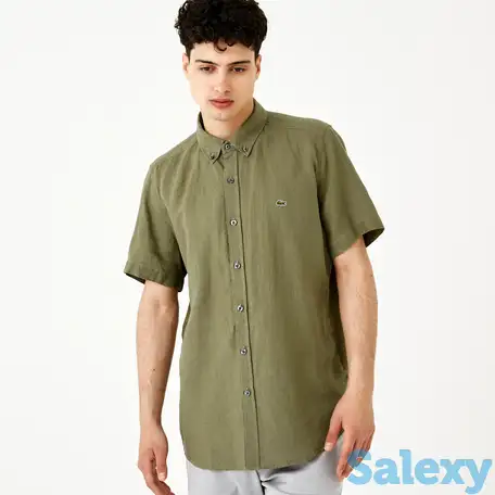 Мужская льняная рубашка lacoste slim fit, фотография 1