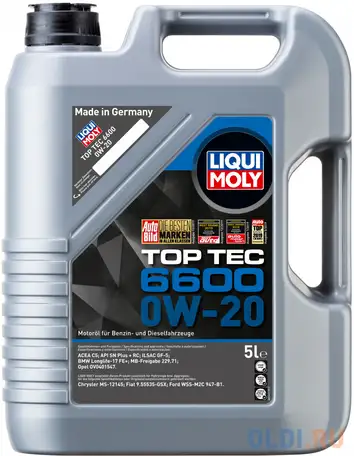 21411 liquimoly нс-синт. мот.масло top tec 6600 0w-20 sp c6/c5 gf-6a, фотография 1