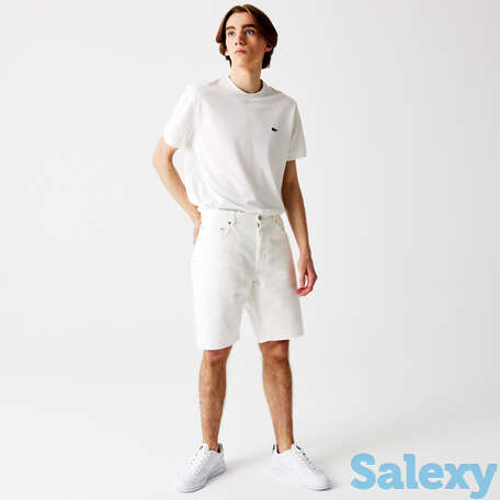 Мужские джинсовые шорты-бермуды lacoste slim fit из эластичного хлопка, фотография 1