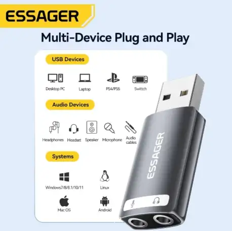 Переходник Essanger USB на 3.5  MIC, фотография 3
