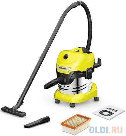 Пылесос karcher wd 4 s v-20/5/22 сухая влажная уборка жёлтый, фотография 1