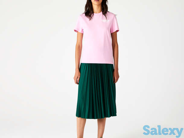 Женская футболка lacoste branding из хлопка с круглым вырезом и принтом, фотография 1