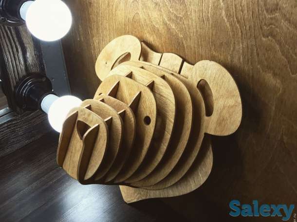 Декоративная голова животных. Гравировка и лазерная резка по дереву декоративных голов животных., фотография 1