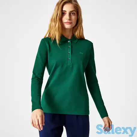 Женская приталенная рубашка-поло lacoste из эластичного хлопка, фотография 1