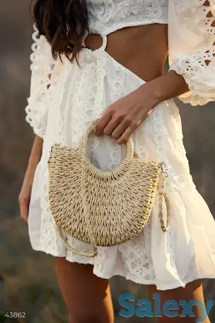 Летняя сумка молочного цвета, фотография 1