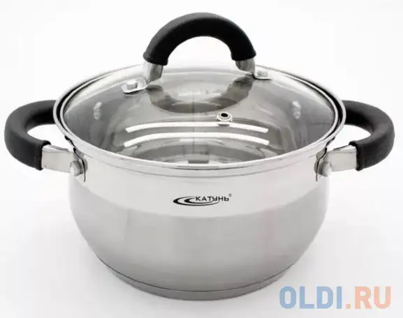Кастрюля катунь кт08-d-20 20 см 3.9 л нержавеющая сталь, фотография 1