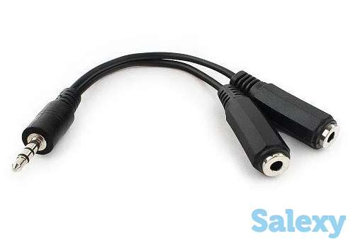 Разветвитель cablexpert cca-415-0.1m 3-pin 3.5 mm jack-3.5 mm jack (x2) 10см. черный, фотография 1
