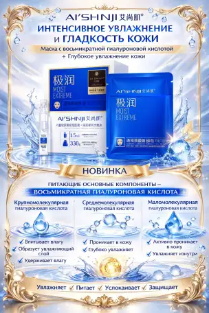 Тканевые маски для лица четыре вида  Стабилизирующее и  очищающее масло, фотография 3