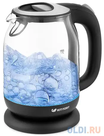 Чайник электрический kitfort кт-654-5 2200 вт серый 1.7 л пластик/стекло, фотография 1