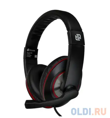 Наушники с микрофоном oklick hs-l390g dragon черный/красный 1.8м мониторные оголовье (jd-728s), фотография 1