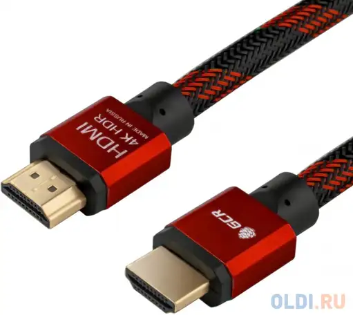 Кабель hdmi 0.5м green connection gcr-51488 круглый черный/красный, фотография 1