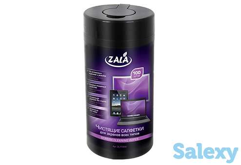 Чистящие салфетки для экранов всех типов zala zl77200 100шт., фотография 1