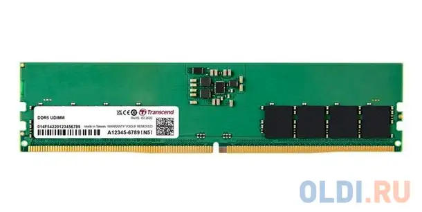 Модуль памяти transcend 16gb u-dimm ddr5, 4800мгц, 2rx8 cl40 1.1v, фотография 1
