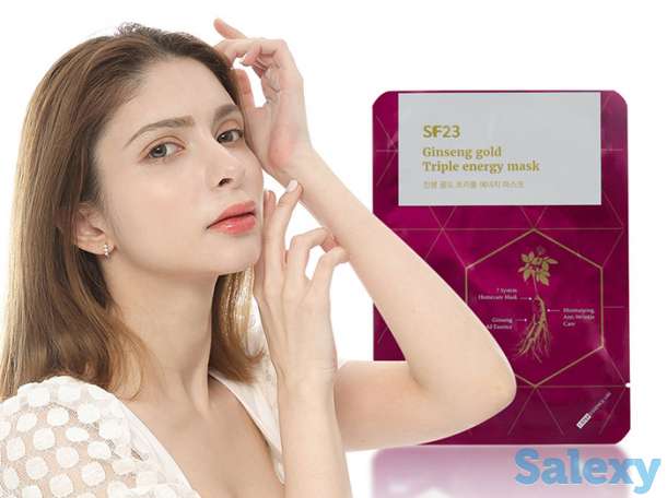 Тканевая маска Skin Factory SF23 Ginseng Gold Triple Energy Mask (5 шт.), фотография 3