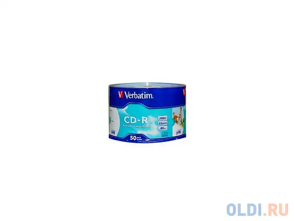 Диски cd-r 80min 700mb verbatim  52x shrink/50 ink print , фотография 1