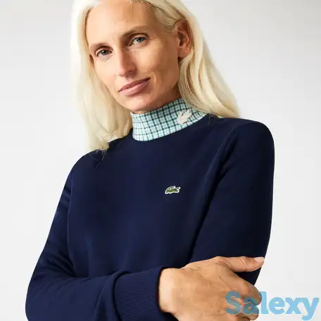 Женская флисовая толстовка lacoste с круглым вырезом из хлопка, фотография 1