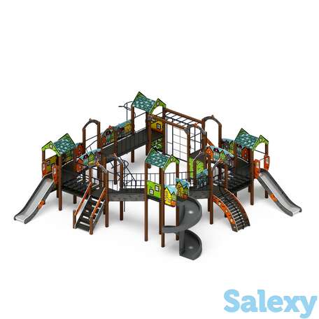 Детский игровой комплекс «остров детства (город) (винтовой скат)» дик 2.01.8.02-01 н=1200,, фотография 1