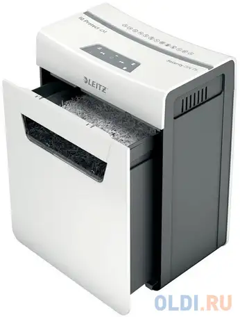 Шредер leitz iq protect premium 4m белый (секр.p-5)/фрагменты/4лист./14лтр./скрепки/скобы, фотография 1