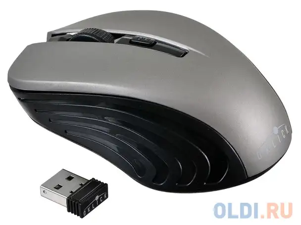 Мышь oklick 545mw черный/серый оптическая (1600dpi) беспроводная usb (4but), фотография 1