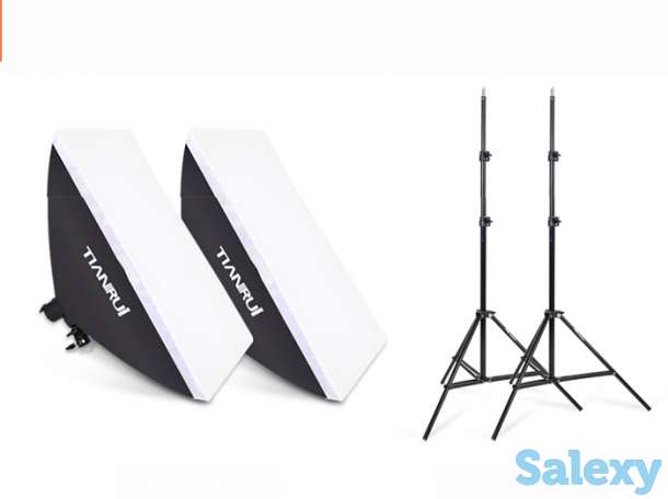 Постоянный студийный свет, набор ( софтбоксы 50x70, плафоны, стойки ), фотография 2